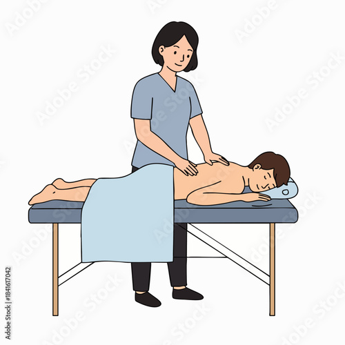A person receiving a relaxing back massage from a therapist on a treatment table, promoting well-being and stress relief.