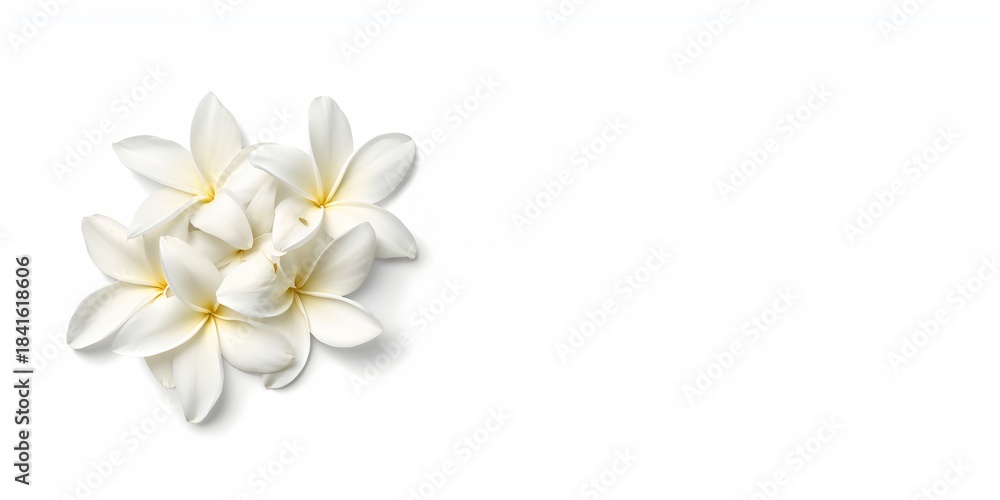 Naklejka premium White Plumeria Rubra flowers isolated on white background, suitable for floral pattern design