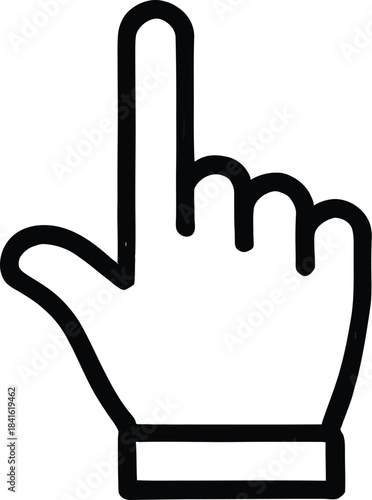 Hand Pointing Up Icon – Outline Finger Gesture Symbol, Click Pointer, Touch Gesture Line Illustration for UI, Apps, and Web Interfaces
