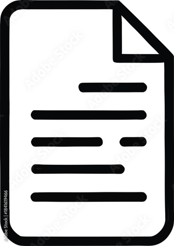 Document File Icon – Outline Paper Sheet Symbol, Minimal Line Document Illustration for Office, Data, Reports, and Digital Files