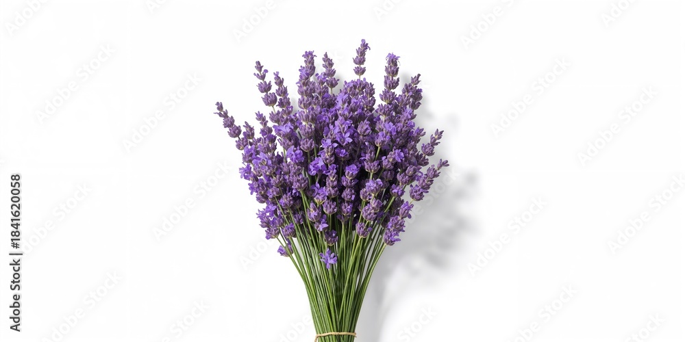 Naklejka premium Bunch of lavender flowers arranged on a white background used for floral design projects