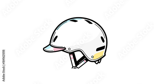 Stylized white safety helmet illustration with pastel accents for digital designs