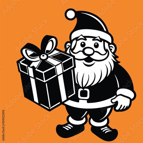 design logo vector illustration cute cartoon santa claus gift box