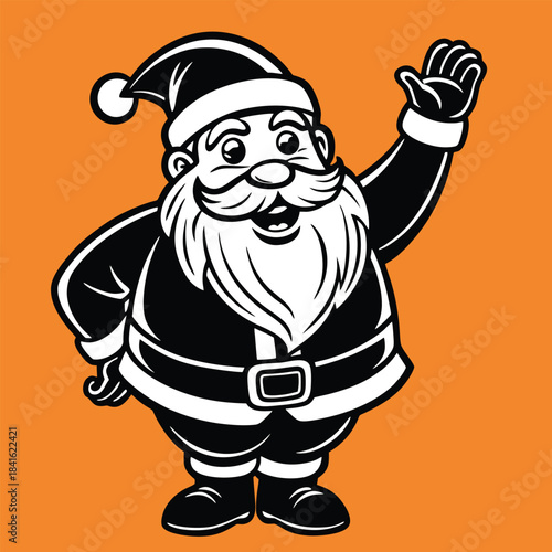 design logo vector illustration character santa claus waving joyful expression
