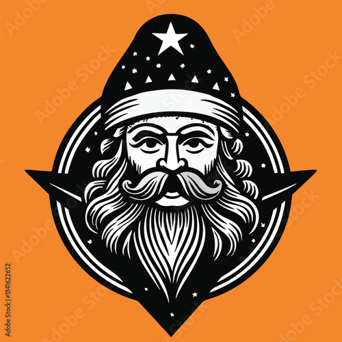 design logo vector illustration character santa claus vintage retro