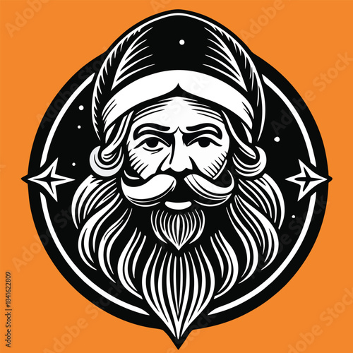design logo vector illustration character santa claus vintage retro