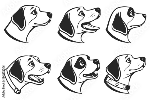 Dog Breed Expressions in Ink: An illustrative collection showcasing the expressive versatility of a charming dog, each sketch captures a unique emotion and personality.