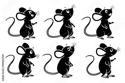 Mouse Character Illustration: A charming illustrated array of a playful mouse character, showcasing a range of adorable poses, ready to bring smiles and add a touch of whimsy.