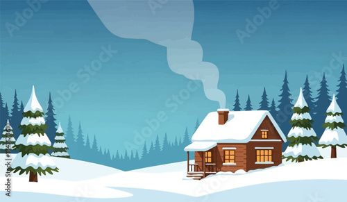 winter landscape with house