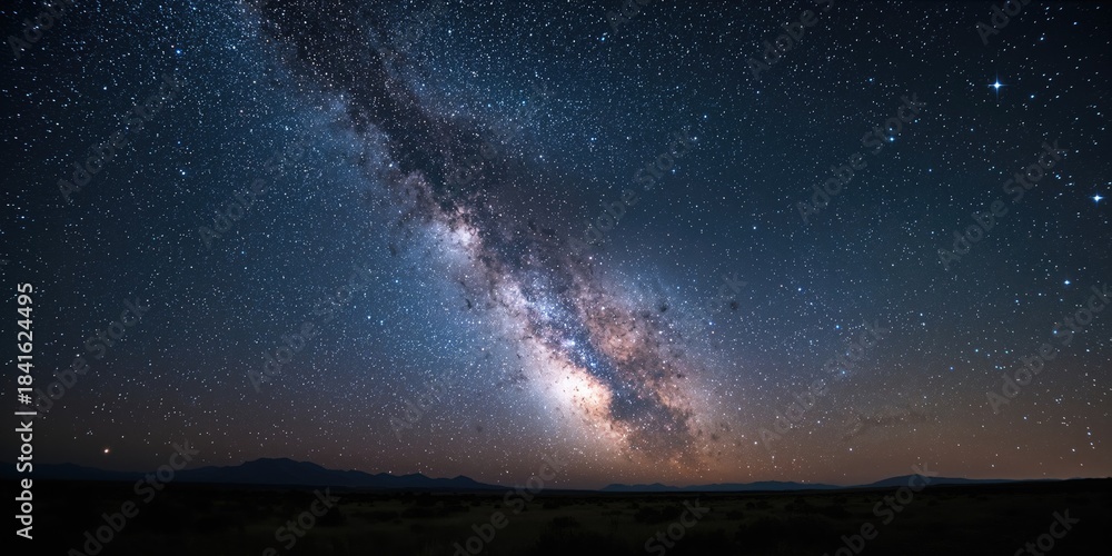 Obraz premium Camping beneath a starry night sky with the Milky Way galaxy, highlighting outdoor exploration in winter conditions, Winter Solstice