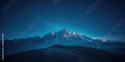 Mountain range at night wit...