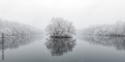 Winter scene with frost-cov...