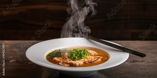 Chicken ramen noodle soup s...