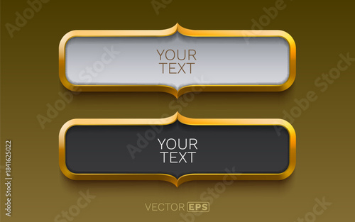 Luxurious 3D golden text boxes with elegant metallic frames, perfect for your design.