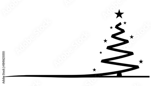 Christmas Tree Drawing Vector Silhouette