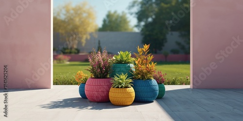 Vividly decorated plant con...