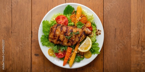 Cooked chicken and raw vege...