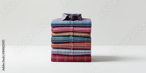 Stacked plaid shirt prepare...