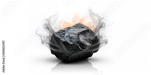 Anthracite coal pile on whi...