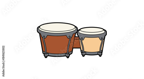 Cartoon illustration featuring a pair of bongos musical instrument percussion style
