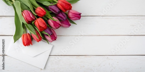 Fresh tulip bouquet with en...