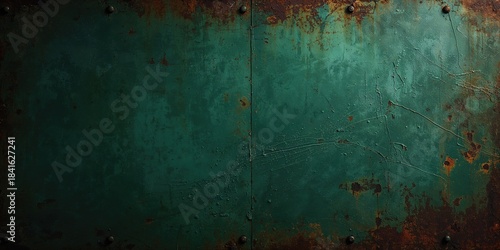 Old green rusty metal plate...