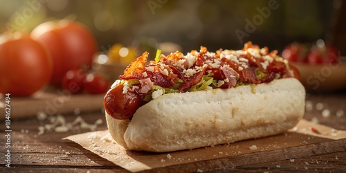 Hot dog with beef sausage t...