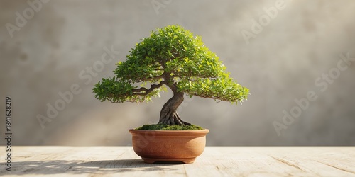 Potted bonsai tree serving ...