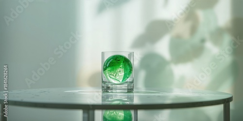 Green magic ball in glass c...