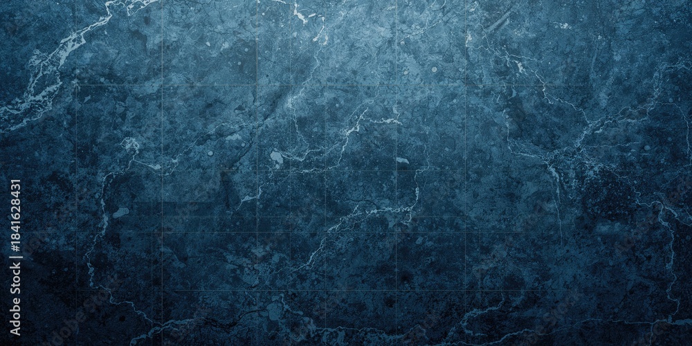 Naklejka premium Blue granite stone surface serving as a background for a world map, suitable for layout design or editorial headers