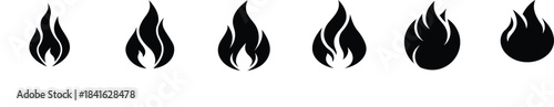 Fire flame vector icon set collection on white background