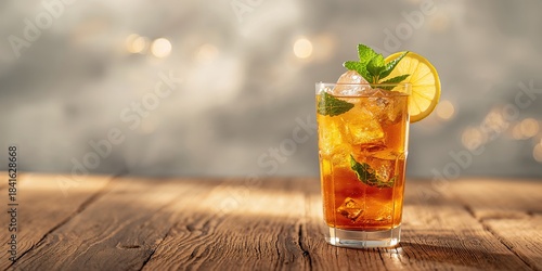 Glass of iced tea with mint...