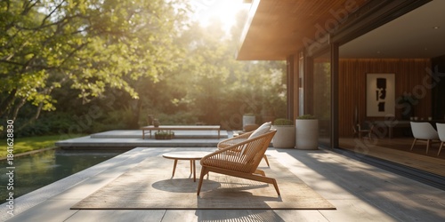 Blurred outdoor terrace sce...