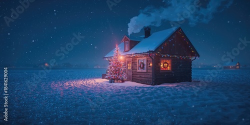 Frosty landscape with decor...