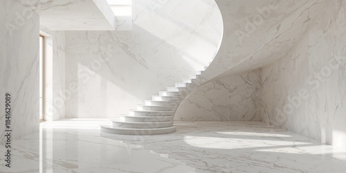 Modern white marble stairs ...