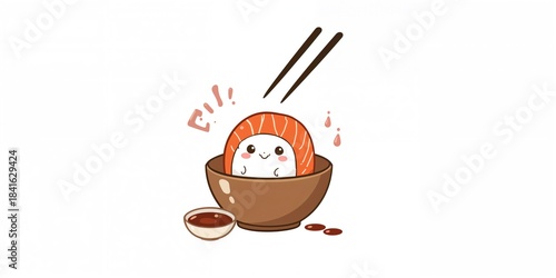 Cute cartoon salmon roll wi...