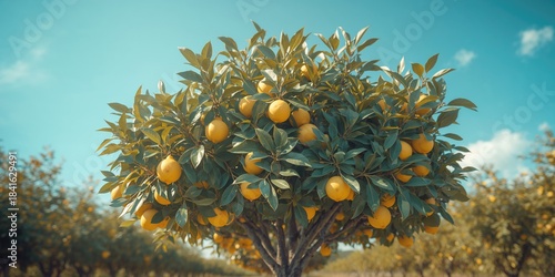 Lemon tree bearing unripe g...