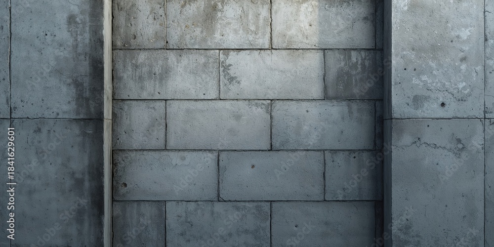 Obraz premium Surface of concrete block wall textures serving as UI backdrop for digital interfaces
