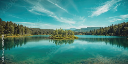Quiet lake nestled within Uintah Forest on a sunny summer afternoon in Duchesne County, Utah, ideal for nature exploration