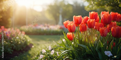 Spring garden with cheerful...
