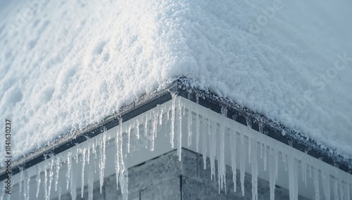 Snow-capped house roof in c...