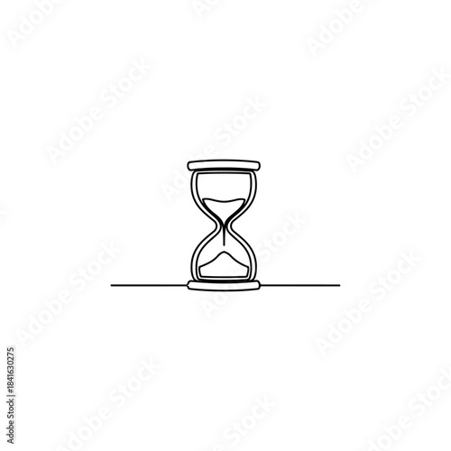 Simple line drawing of an hourglass symbolizing the passage of time isolated on transparent background