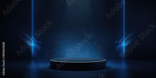 Stage setup featuring a bla...