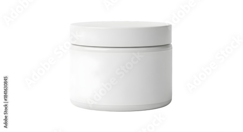 Realistic blank white medicine jar mockup with screw cap for branding and label design isolated on transparent background