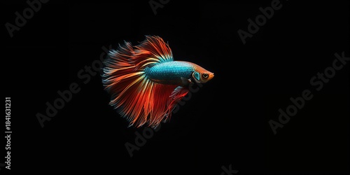 Betta fish against black ba...