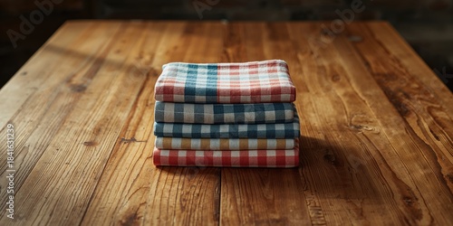 Stacked crisp kitchen towel...