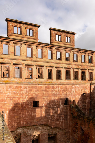 Wall Ruins of Heidelberg Castle vertical.Ruins of one of the walls on the Heidelberg Castle located above the town.
