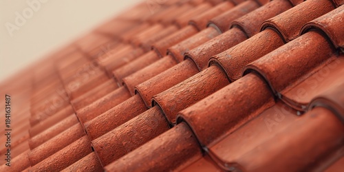 Close-up of aged red roof t...