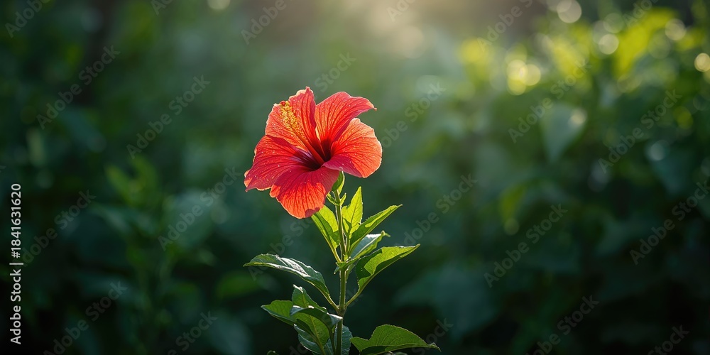 Fototapeta premium Hibiscus plant used medicinally in traditional remedies, herbal health practices