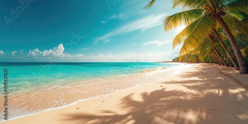 Sunny coastal landscape fea...